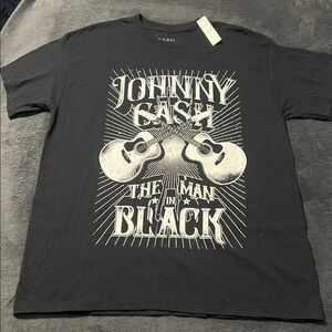 NWT Johnny Cash men’s large tee shirt The Man In Black 100% cotton black white